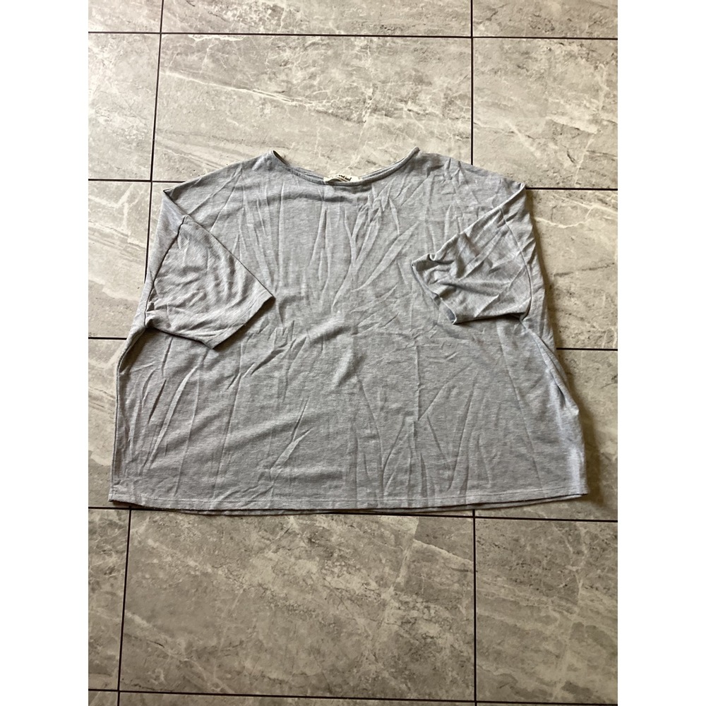 Three Bird Nest Womens XL Gray Oversized Short Sleeve Boat Neck T-Shirt MT5880